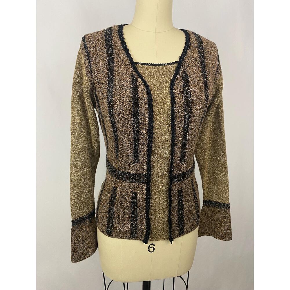 Vintage Brown Bohemian Wool 70s Sweater Top Medium Large